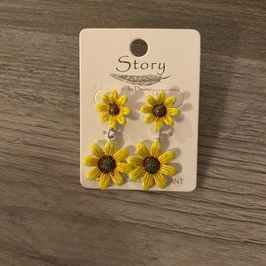 Sunflower earrings they are post and dangle